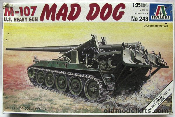 Italeri 1/35 M-107 (M107) Mad Dog - US Army Heavy Gun with USA / Germany / Italy / Great Britain Decals, 248 plastic model kit
